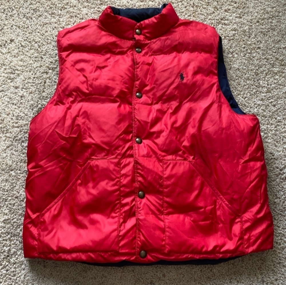 Polo by Ralph Lauren Red/Blue Reversible Down Puffer Vest